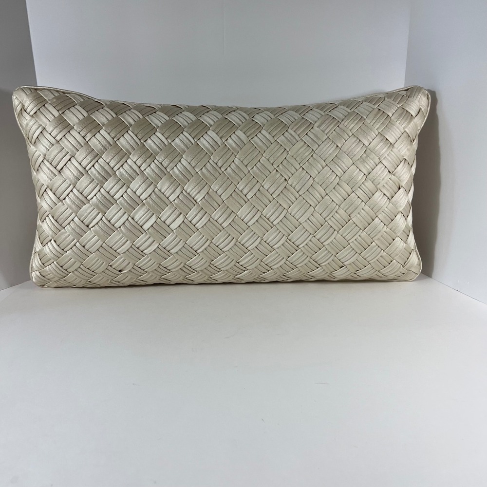 Hotel Collection Woven 12 x 24" Thrown Pillow Beige Champagne NWT